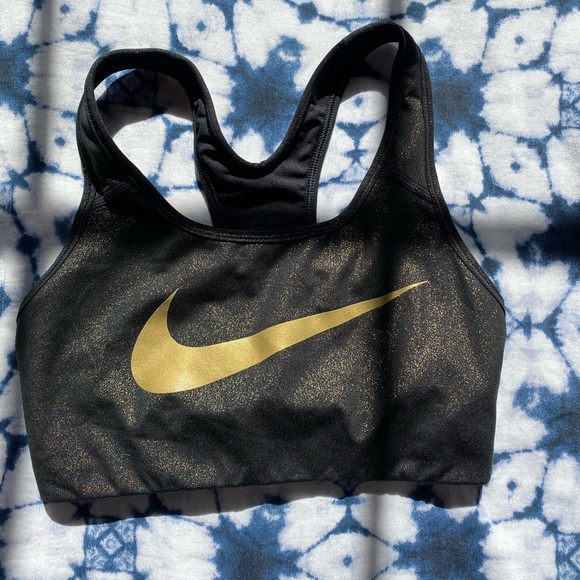NIKE dri-fit gold and black sports bra - Picture 1 of 4